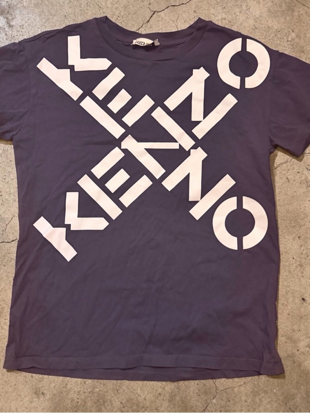 Kenzo Purple Tee with White Diagonal Logo